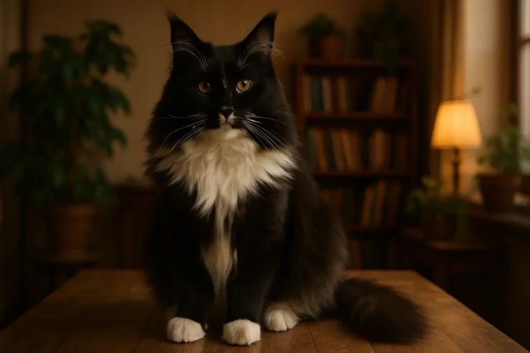Tuxedo Maine Coon Cat